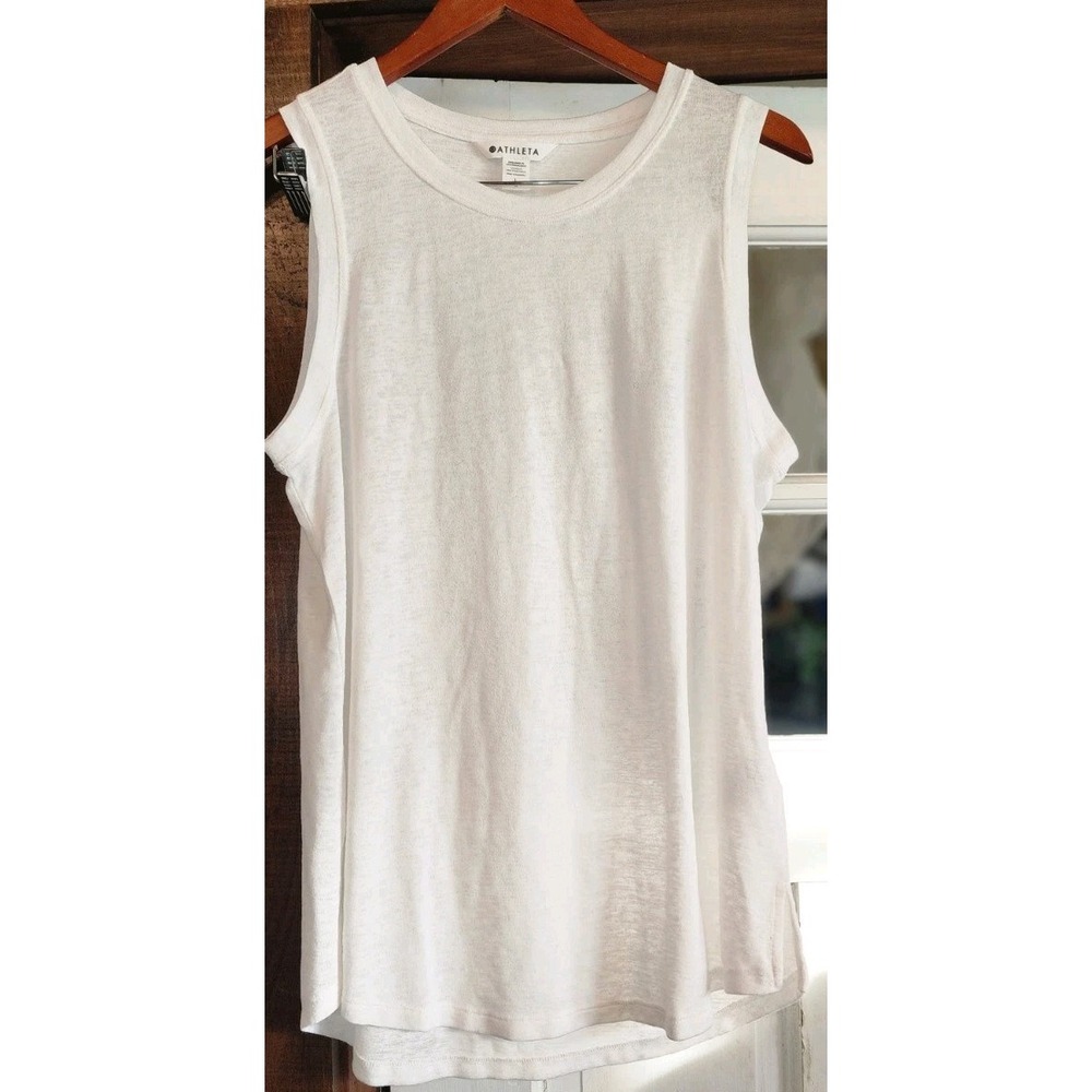 Athleta Organic Daily Tank Womens Large White Soft Athleisure Sleeveless Top